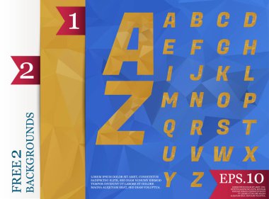 Crystal Font poligonal alfabe geometrik arka planlar renk tam