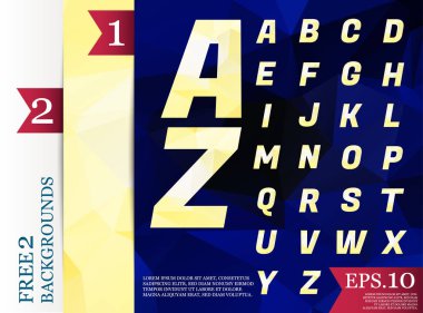 Crystal Font poligonal alfabe arka plan geometrik desen 
