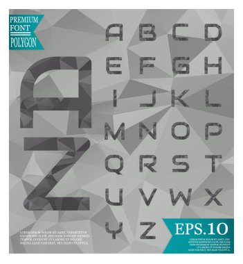 Çokgen alphabat vektör yazı tipi ve arka plan poligonal, soluk-
