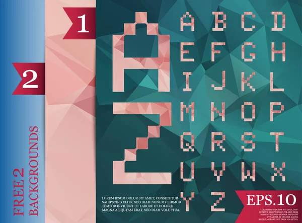 Kristal poligonal yazı tipi pırıltılar ve geometrik desenleri ile. min