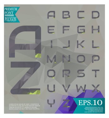 Çokgen alphabat vektör yazı tipi ve arka plan poligonal, soluk-