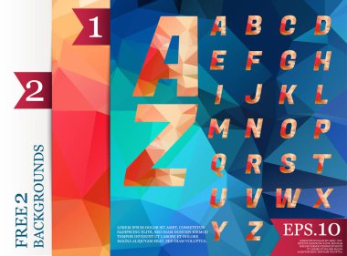 Crystal Font poligonal alfabe arka plan geometrik desen 