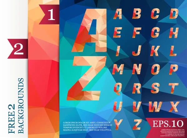 Crystal Font poligonal alfabe arka plan geometrik desen 