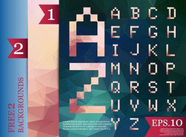 Yazı tipi poligonal arka plan geometrik desen üçgen