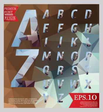 Yazı tipi düşük Poli ve arka plan tam renkli geometrik şekiller. Col