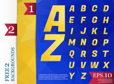 Crystal Font poligonal alfabe geometrik arka planlar renk tam