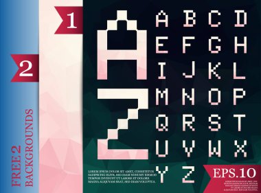 Kristal poligonal yazı tipi pırıltılar ve geometrik desenleri ile. min