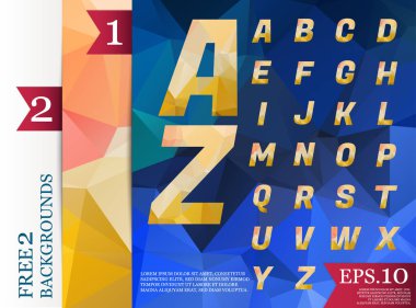 Crystal Font poligonal alfabe arka plan geometrik desen 