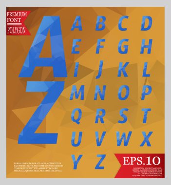 Yazı tipi düşük Poli ve arka plan tam renkli geometrik şekiller. Col