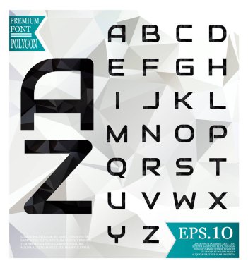 Yazı tipi polifonik geometrik üçgenler arka plan, poligonal soyut 