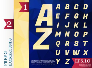 Crystal Font poligonal alfabe geometrik arka planlar renk tam