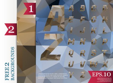 Crystal Font poligonal alfabe arka plan geometrik desen 