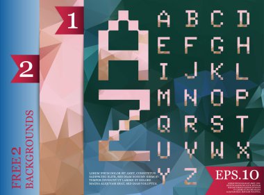 Geometrik yazı tipi arka rengi kristal yazı tipi polifonik tam