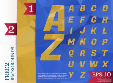 Crystal Font poligonal alfabe arka plan geometrik desen 