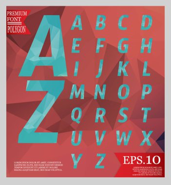 Yazı tipi düşük Poli ve arka plan tam renkli geometrik şekiller. Col