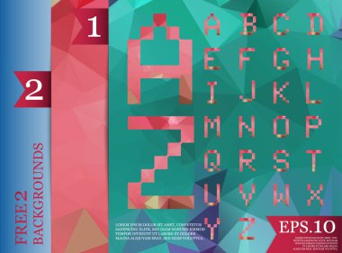 Geometrik yazı tipi arka rengi kristal yazı tipi polifonik tam