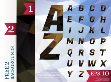 Crystal Font poligonal alfabe geometrik arka planlar renk tam