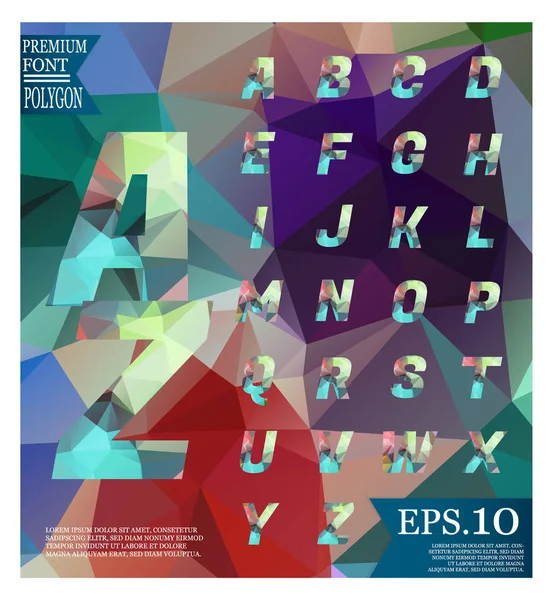 Poligonal alfabesi, soyut backgrou üzerinde yönlü büyük harfler