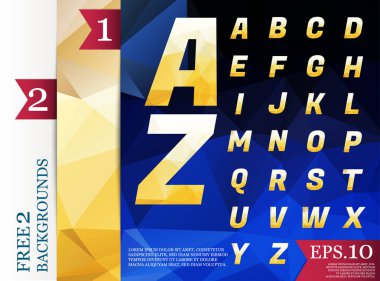 Crystal Font poligonal alfabe geometrik arka planlar renk tam