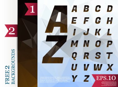 Crystal Font poligonal alfabe arka plan geometrik desen 
