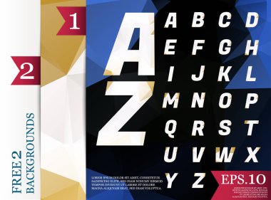 Crystal Font poligonal alfabe arka plan geometrik desen 