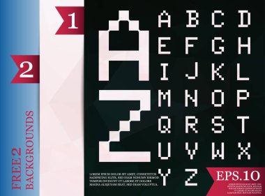 Kristal poligonal yazı tipi pırıltılar ve geometrik desenleri ile. min