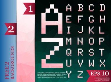 Kristal poligonal yazı tipi pırıltılar ve geometrik desenleri ile. min