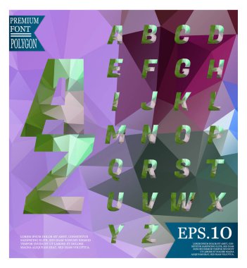 Poligonal alfabesi, soyut backgrou üzerinde yönlü büyük harfler