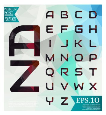 Çokgen alphabat vektör yazı tipi ve arka plan poligonal, soluk-