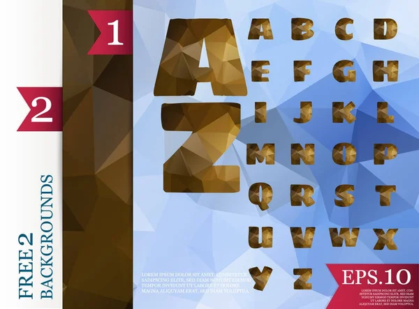 Faible alphabet poly sur polygone concept vecteur et arrière-plans tria — Image vectorielle