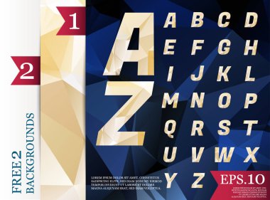 Crystal Font poligonal alfabe arka plan geometrik desen 
