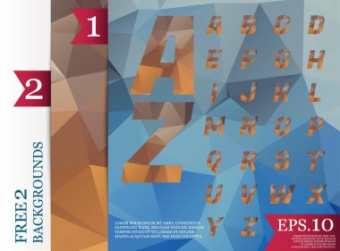 Crystal Font poligonal alfabe arka plan geometrik desen 