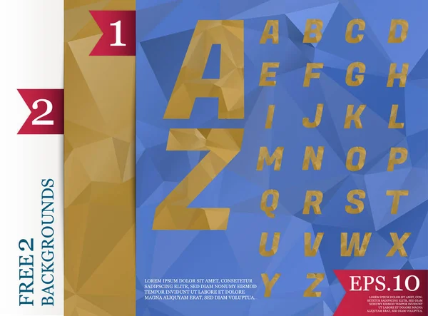 Kristallschrift polygonales Alphabet Hintergrund geometrisches Muster der — Stockvektor