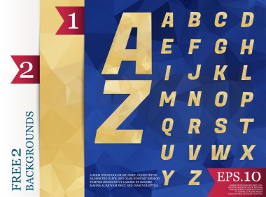 Crystal Font poligonal alfabe arka plan geometrik desen 