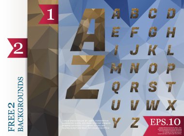 Crystal Font poligonal alfabe arka plan geometrik desen 