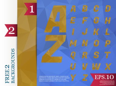 Crystal Font poligonal alfabe arka plan geometrik desen 