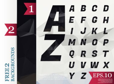 Crystal Font poligonal alfabe arka plan geometrik desen 