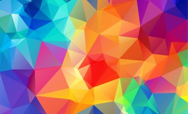 Mavi ışık çokgen mozaik renkli, vektör çizim, otobüs