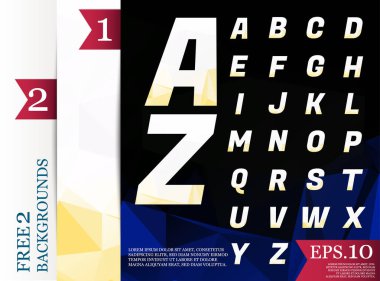 Crystal Font poligonal alfabe arka plan geometrik desen 