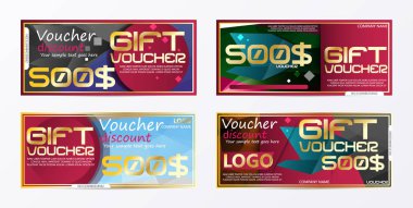 Hediye çeki altın şablon renkleri sertifikası. Arka plan tasarım