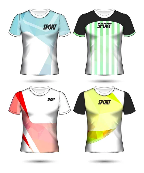 一套足球或足球球衣模板 t恤风格, 设计 — 图库矢量图片
