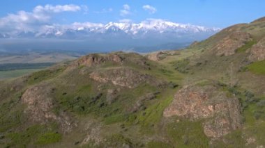 Panoramic view of the mountain range, clouds over the mountains. 1 episode.