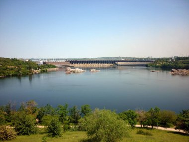 Hidroelektrik Santrali. nehir dnepr. Zaporozhye. Ukrayna