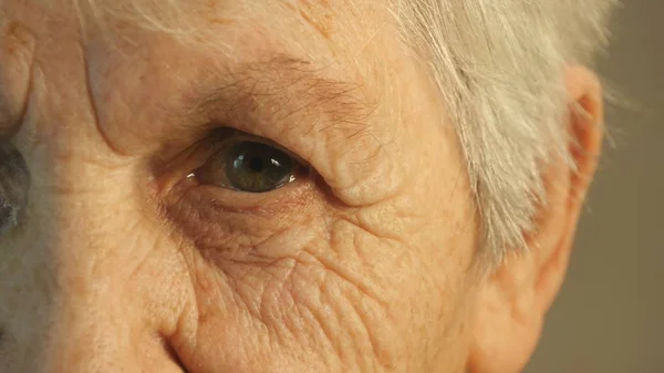 A avó a olhar para a câmara. Close-up — Fotografia de Stock