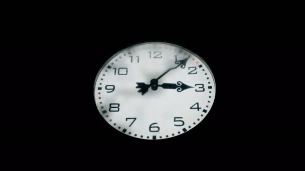 夜大冷凍都市時計。タイムラプス 1 時間。クローズ アップ。黒一色 — ストック動画
