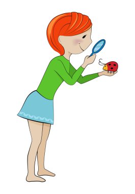 Doğa karikatür vektör çizim keşfetmek çocuk