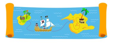 Hazine harita renkli vektör yatay banner