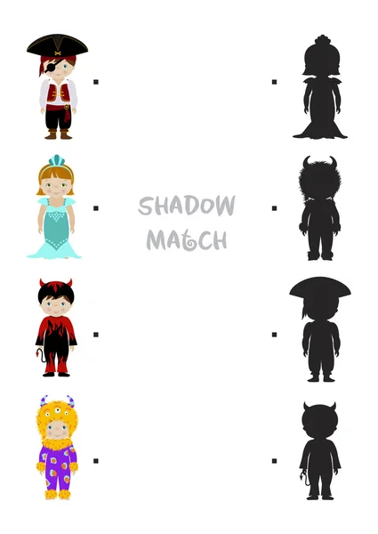 Halloween Shadow Matching Spiel für Kinder — Stockvektor