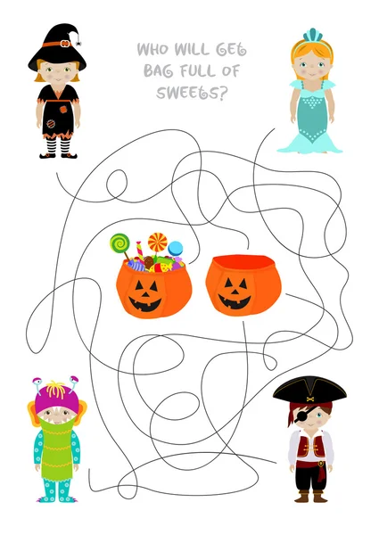 Jogo de Halloween vector labirinto — Vetor de Stock