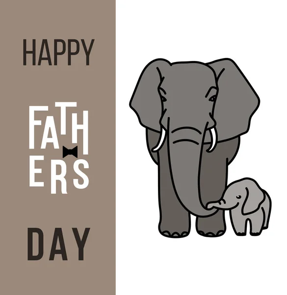 Den otců Happy karta, táta a dítě zvířata — Stockový vektor